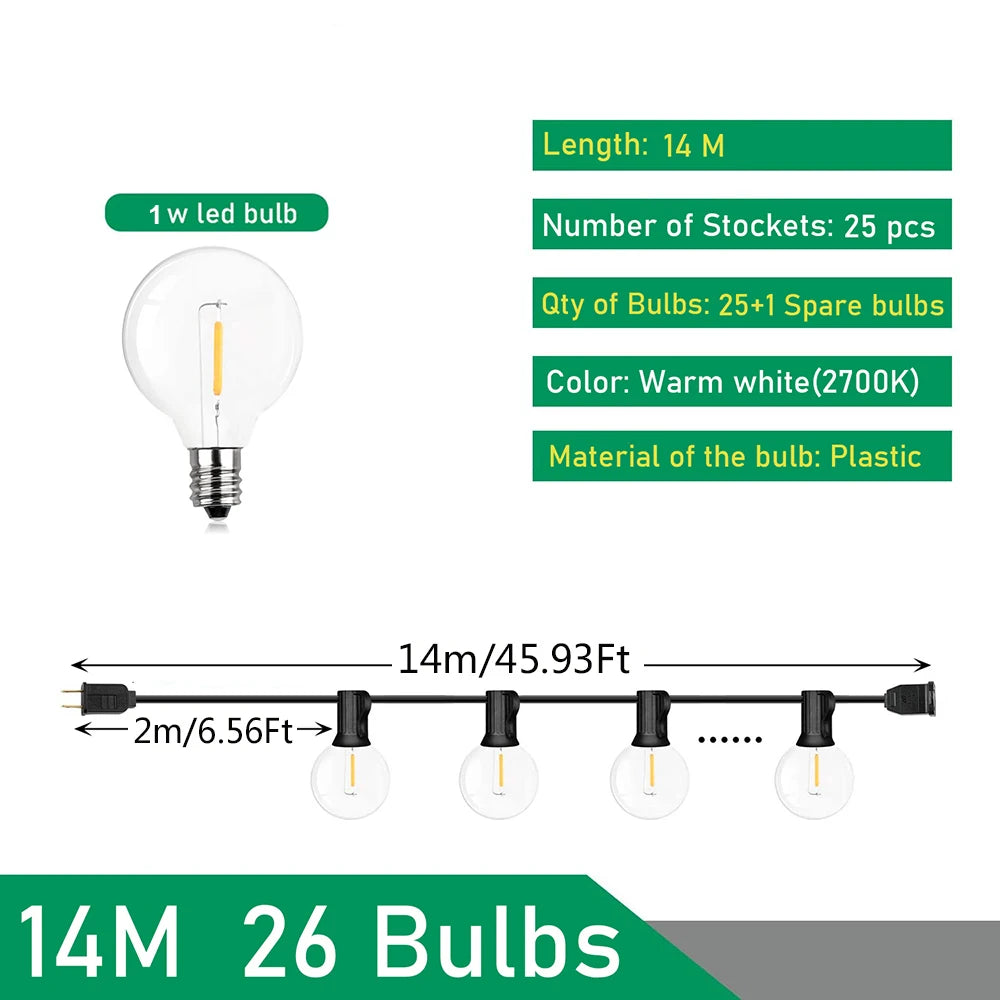 guirlande lumineuse extérieure led ampoules globe décoratives pour jardin terrasse - vue 11 sur 11