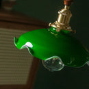 Suspension vintage style américain en cuivre bois et verre