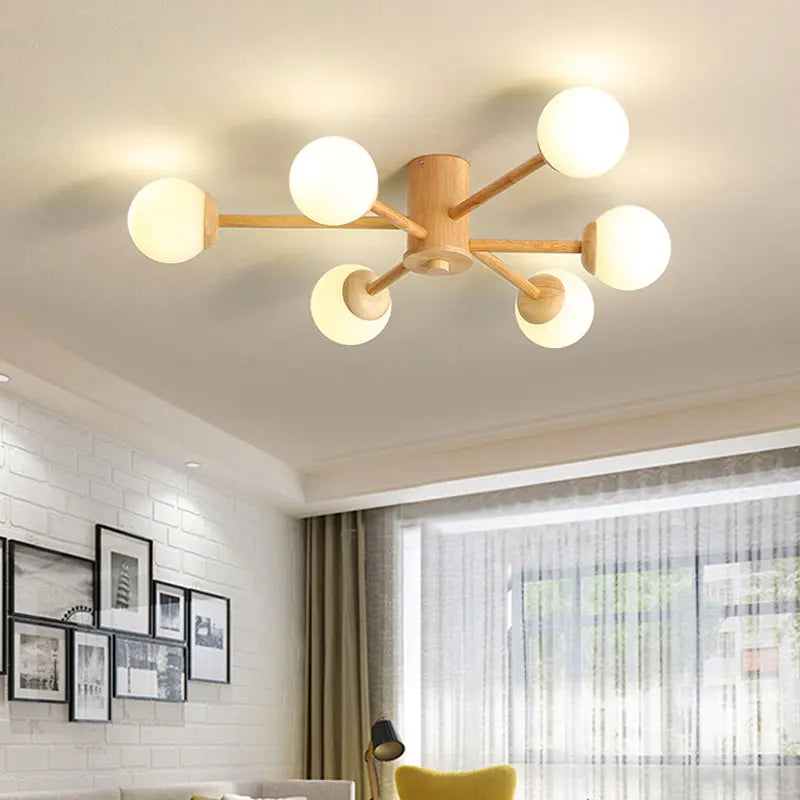 lustre nordique en bois pour décoration intérieure moderne - vue 3 sur 11