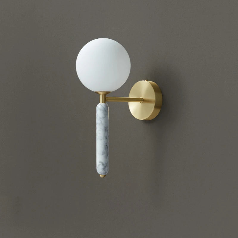 Applique murale en marbre avec boule de verre lumière décorative