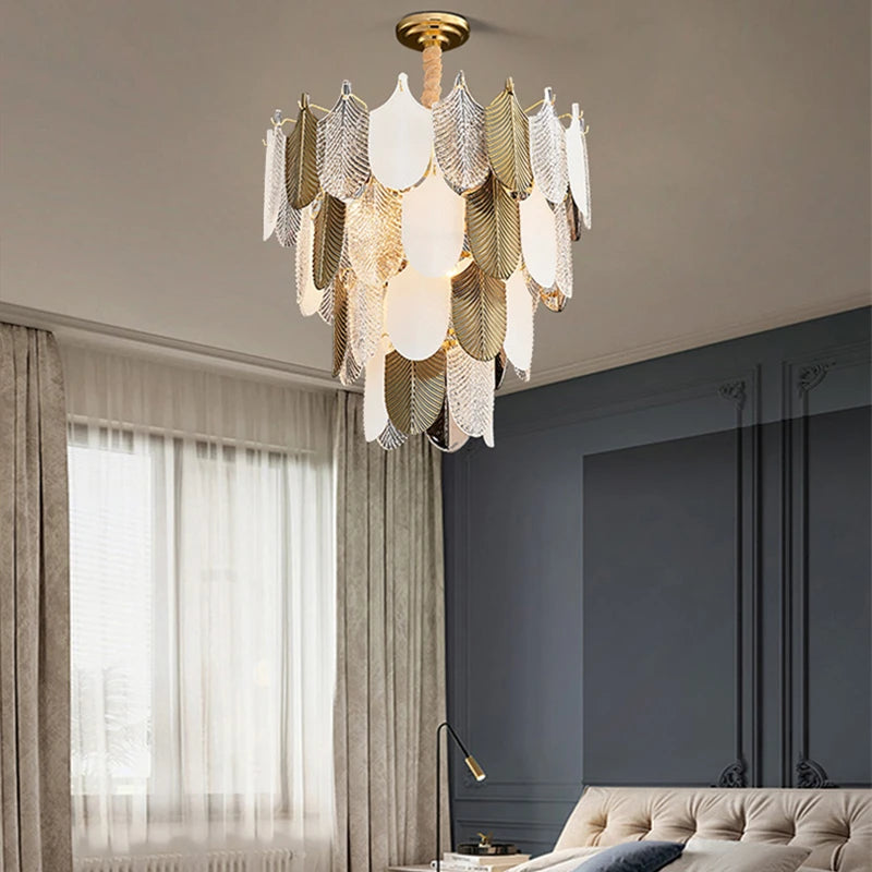 lustre suspension design led en verre acrylique luminaire - vue 7 sur 10