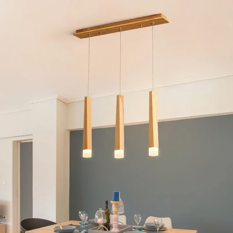 lustre à led en bois nordique pour décoration intérieure - vue 4 sur 8