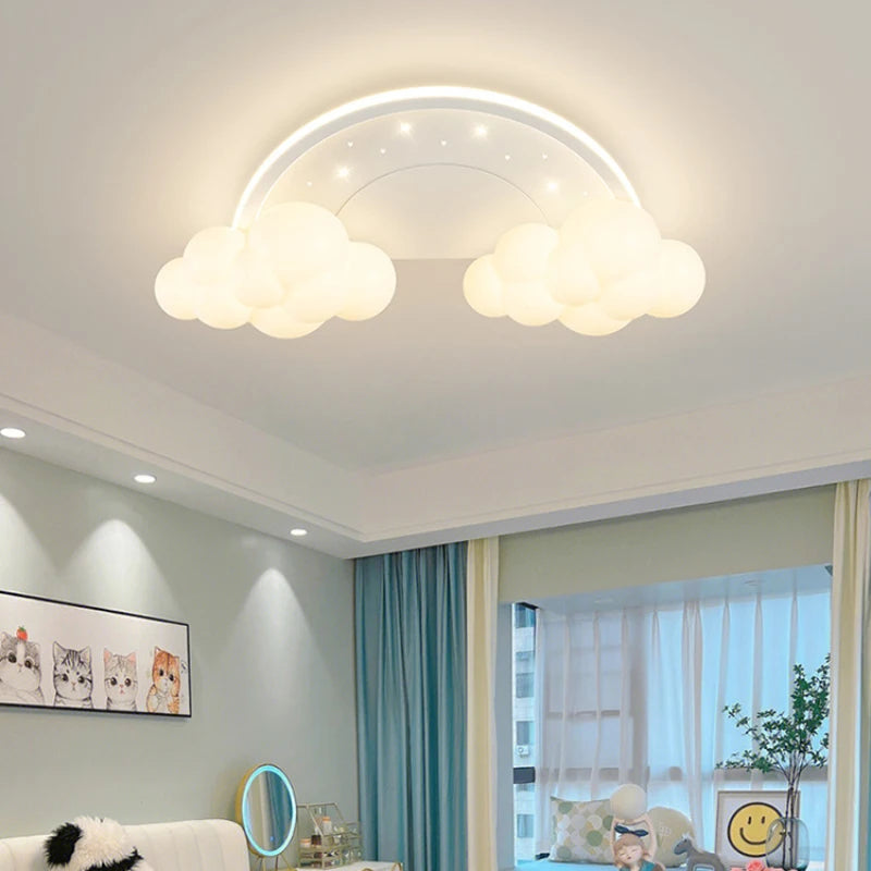 plafonnier moderne et chaleureux pour chambre enfant décor nuage arc-en-ciel - vue 5 sur 11