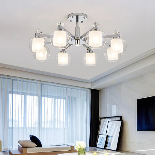 lustre design style fer forgé moderne chromé - vue 4 sur 6