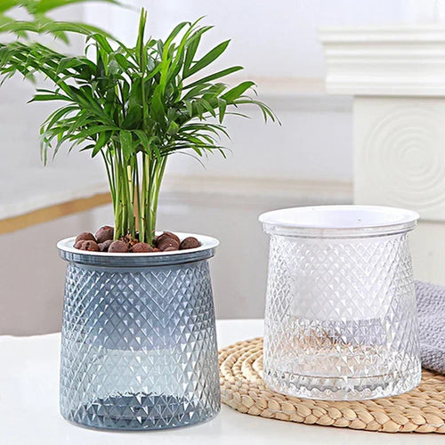 Self Watering Plant Pots, Lazy Hydroponic Water Absorbing Flower Pot, Mini Succulent Planter Tabletop Vase, Home Bonsai Decor - vue 2 sur 7