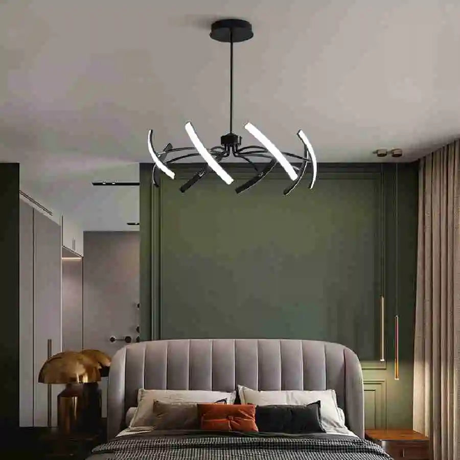 Black Chandelier Iron Dimmable Lamp Design, Suitable For Bedrooms, Living Rooms, Dining Rooms, Kitchens, Adjustable Chandeliers - vue 4 sur 14