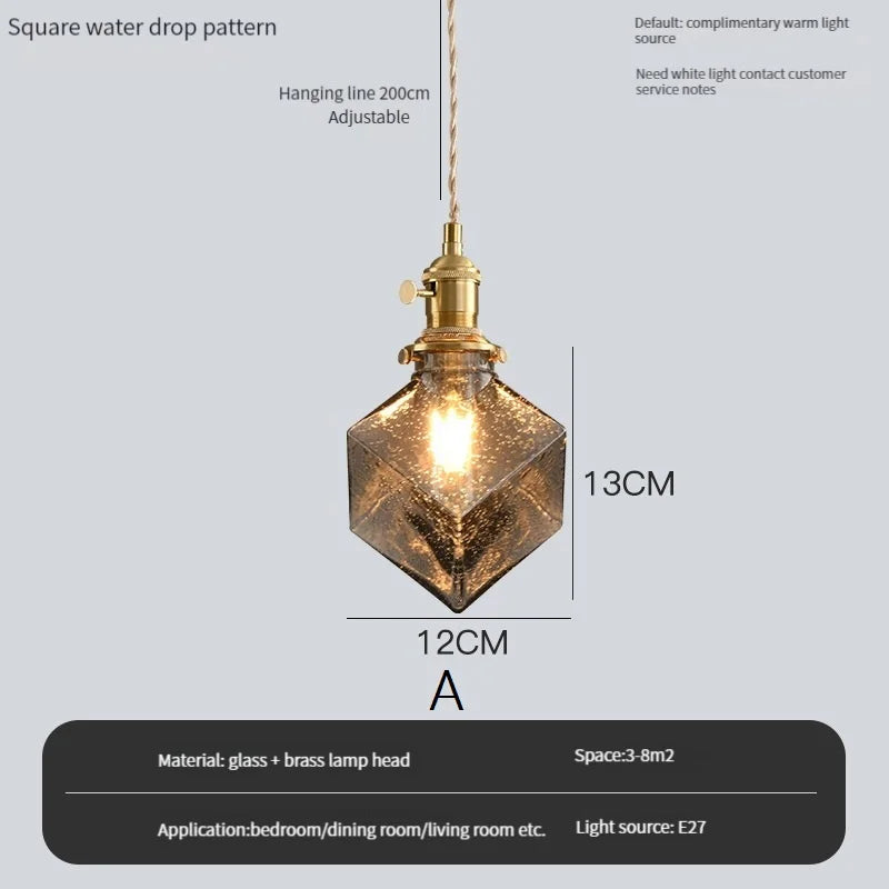 suspension vintage avec interrupteur et abat-jour en verre cristal - vue 21 sur 22