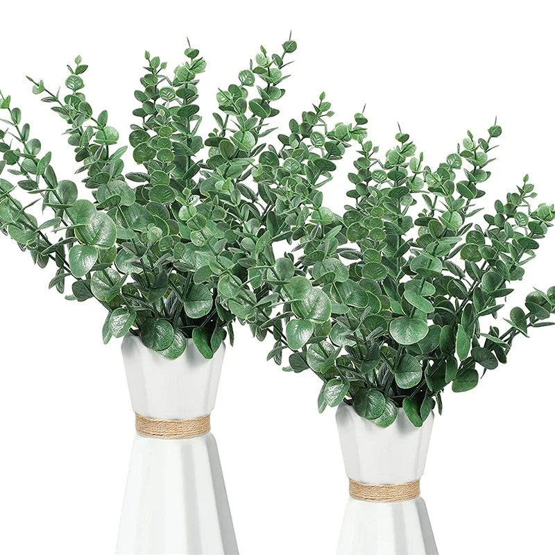 Artificial Eucalyptus Leaves, Green Plant Branches for Wedding Party, Home Garden, Table Decoration, Wreath, Outdoor 10/20/50Pcs - vue 3 sur 7