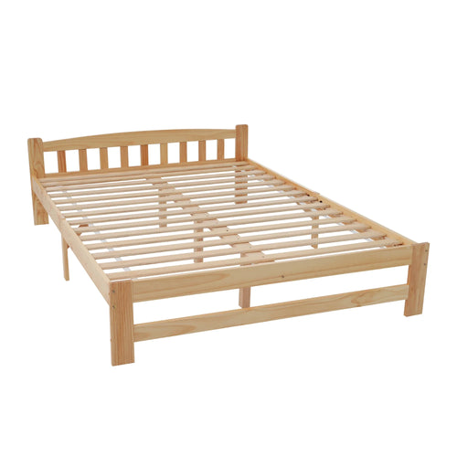 VSOGA 140/90 x 200 Cm, Solid Solid Wood Bed, Futon Bed, Double Bed, Solid Wood Natural Bed with Headboard and Slatted Frames, - vue 5 sur 7