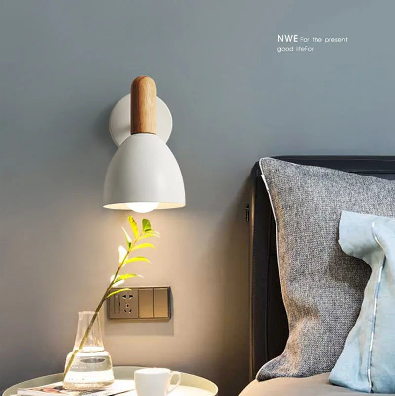 applique murale LED en bois avec abat-jour à Macaron - vue 4 sur 18