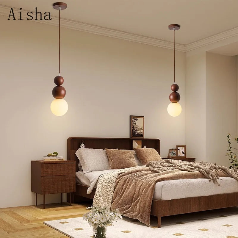 suspension en bois massif japonais style wabi sabi pour intérieur - vue 4 sur 8