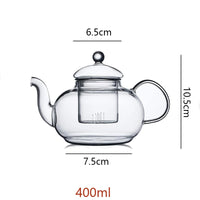 Théière verre résistant chaleur avec infuseur intégré