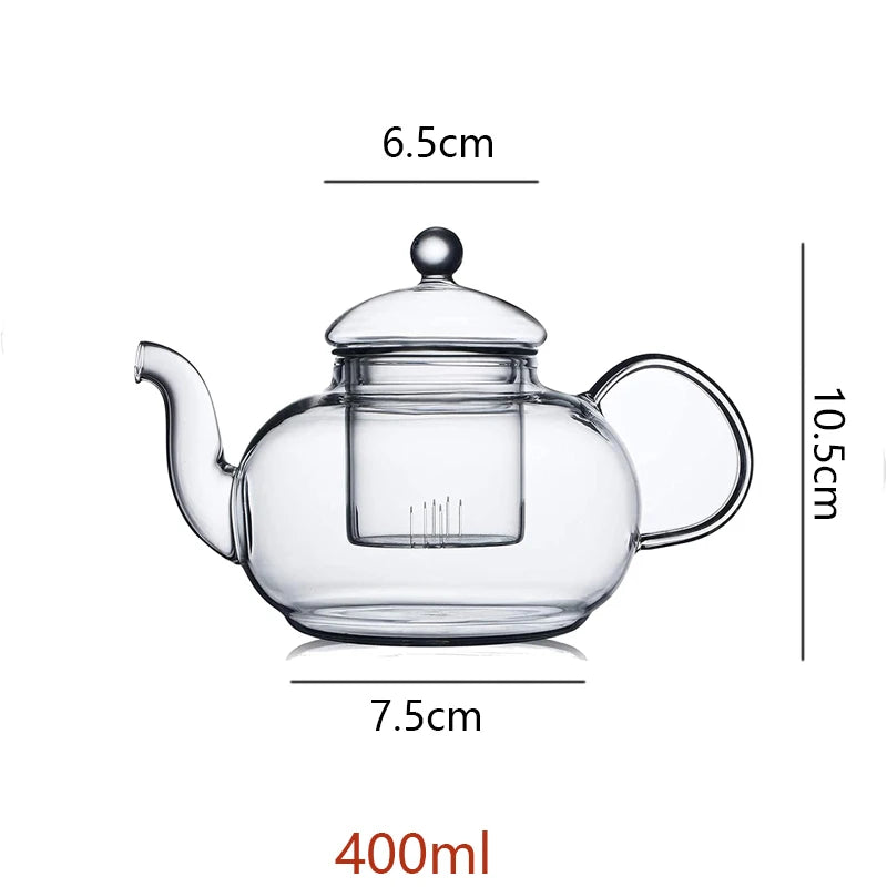 Théière verre résistant chaleur avec infuseur intégré