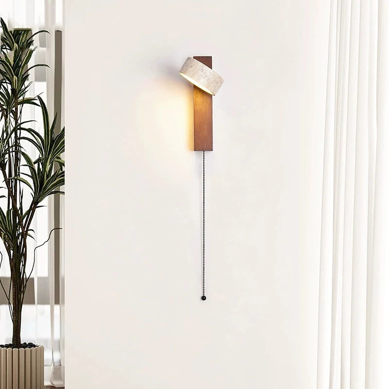 Applique murale bois noyer led rotatif tirer - vue 5 sur 9