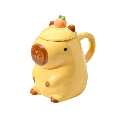 Mug capybara mignon en céramique avec couvercle cadeau