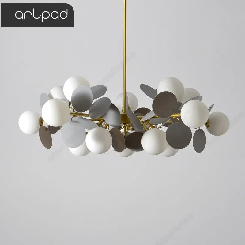 lustre moderne en verre design raisin doré luminaires suspendus - vue 2 sur 18