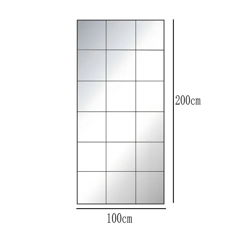 French retro decorative full-length mirror, square lattice false window to increase the sense of space, wall-mounted household m - vue 7 sur 10