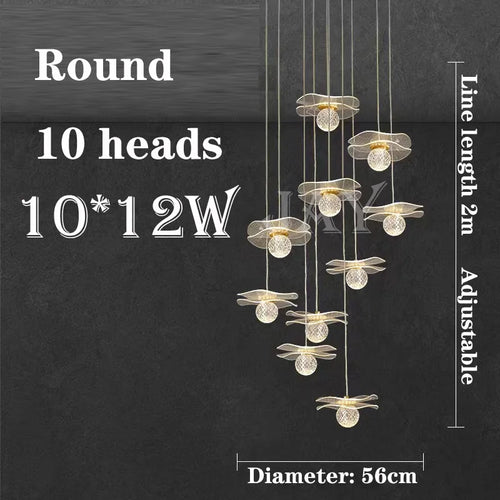 suspension moderne en forme de feuille de lotus personnalisable en cristal - vue 11 sur 13