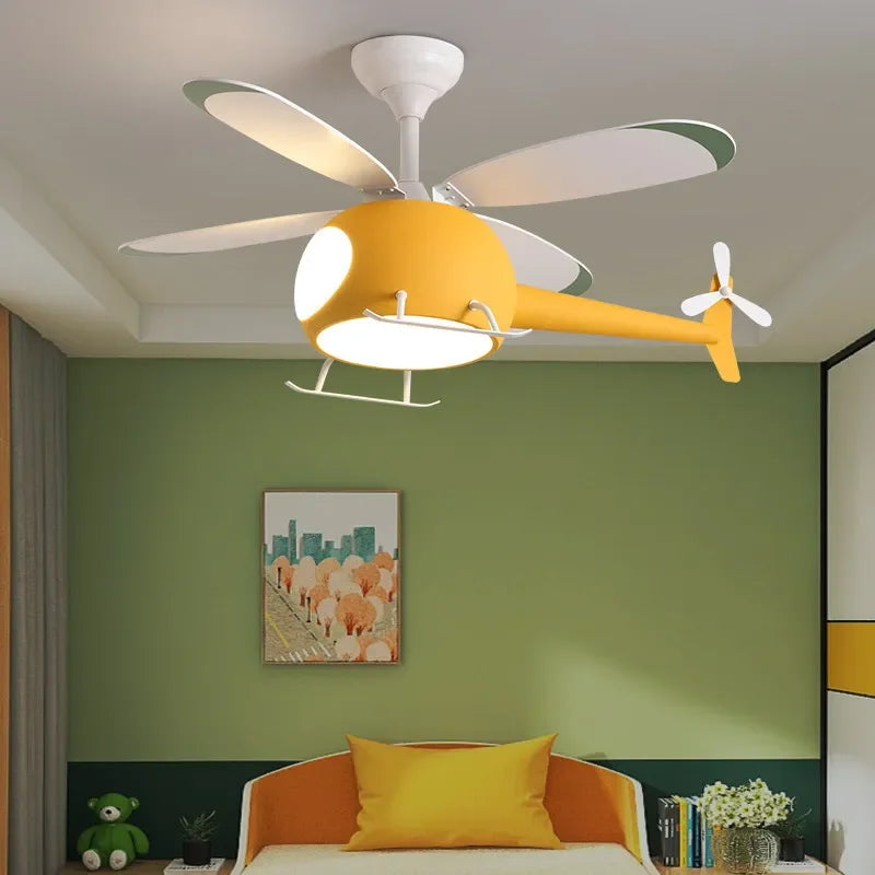 plafonnier hélicoptère ventilateur led pour chambre enfant - vue 5 sur 12