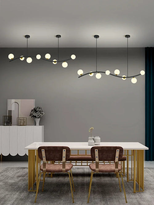 lustre en verre noir style nordique moderne pour restaurant et bar - vue 6 sur 10