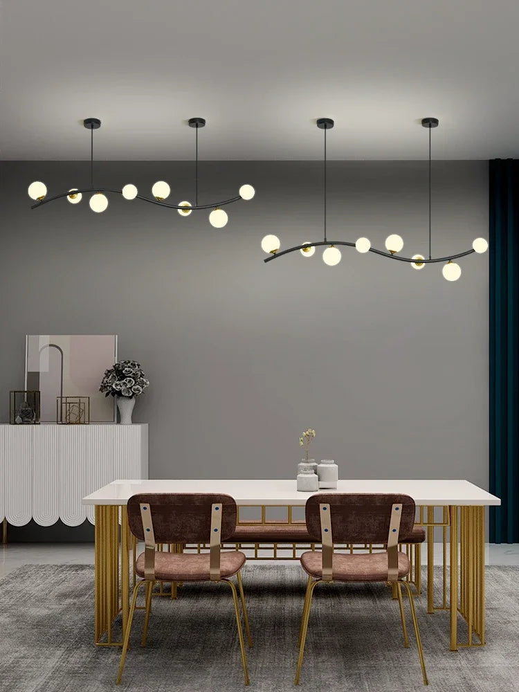 lustre en verre noir style nordique moderne pour restaurant et bar - vue 5 sur 10