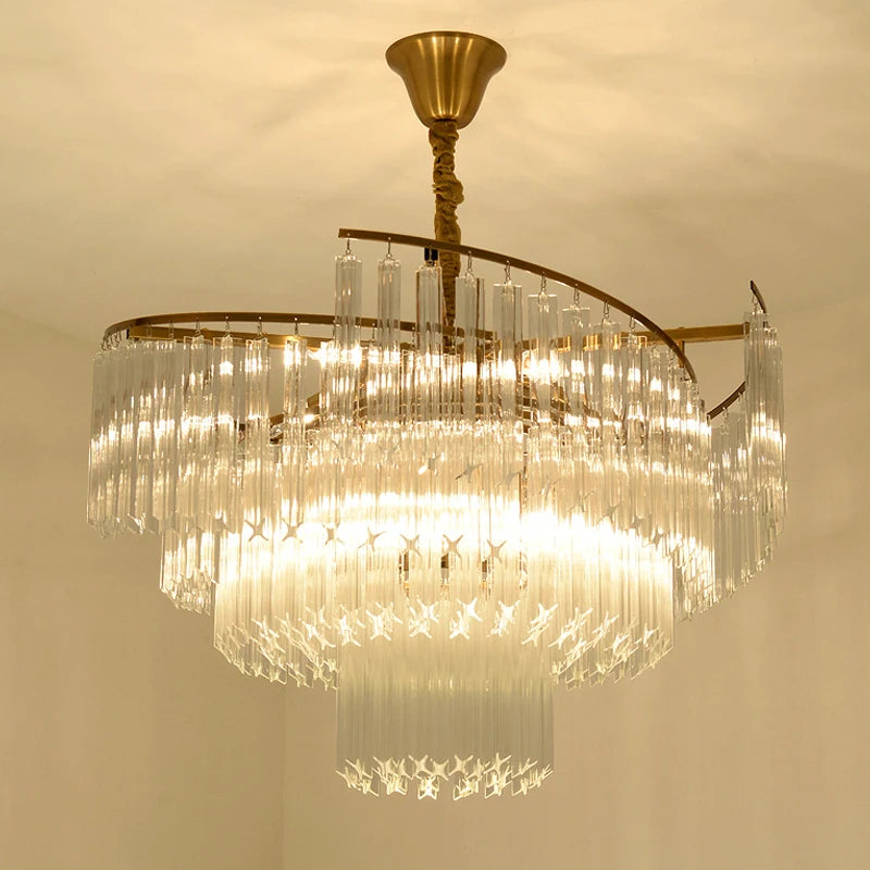 lustre cristal luxueux led intérieur maison - vue 5 sur 13