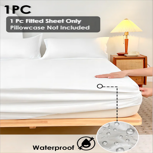 1PC Plain Color Waterproof Mattress Cover,Polyester Material, Thin Breathable,Bedroom，Four Seasons Apply - vue 6 sur 13