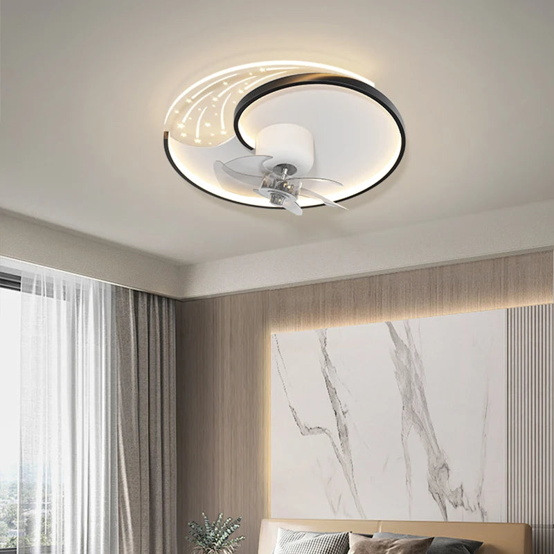 plafonnier moderne avec ventilateur et éclairage intelligent mobile - vue 7 sur 8