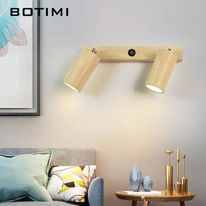 botimi applique murale fer interrupteur bouton-poussoir imitation bois nordique
