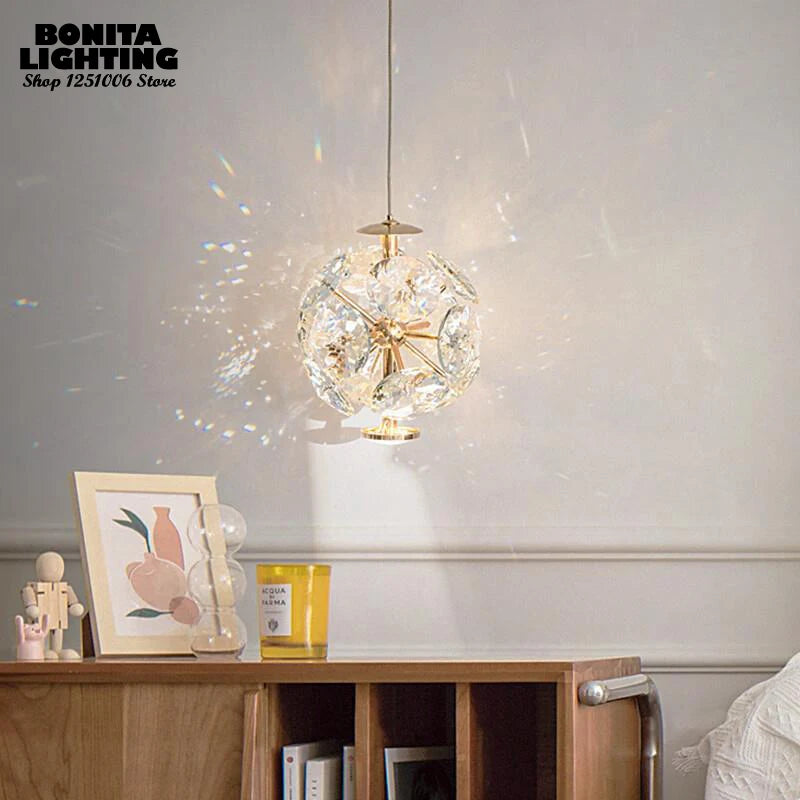 suspension moderne de luxe avec design en diamant lumineux - vue 7 sur 9