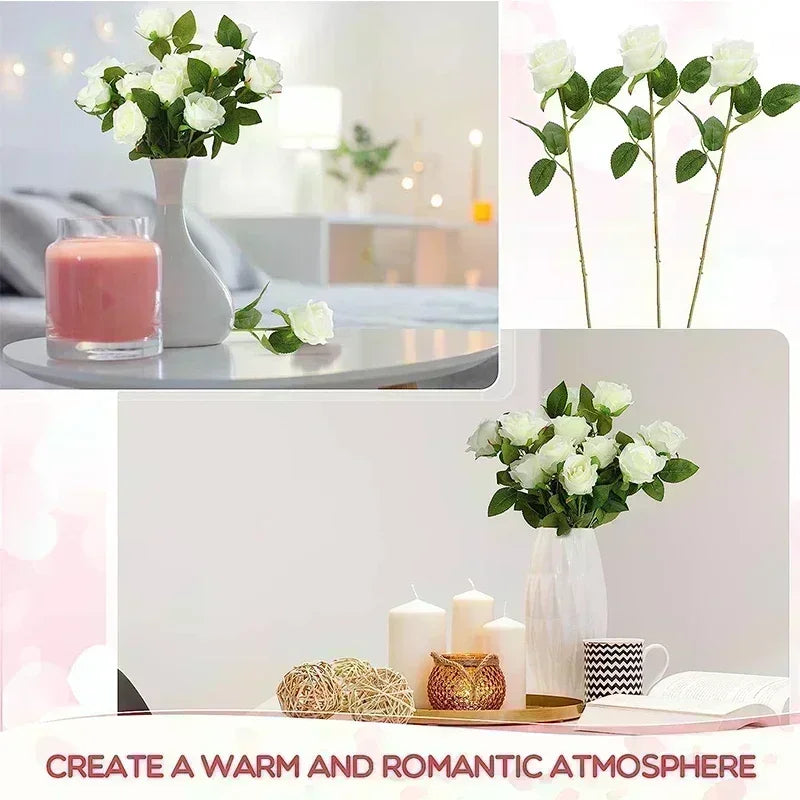 lot de 50 roses artificielles en soie pour décoration et événements festifs - vue 4 sur 24