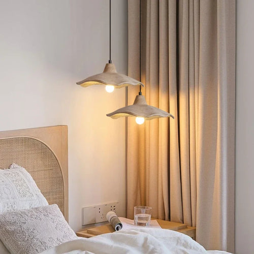 Japanese style calm breeze pendant light, bedroom bedside micro cement pendant light, homestay restaurant LED light - vue 3 sur 8