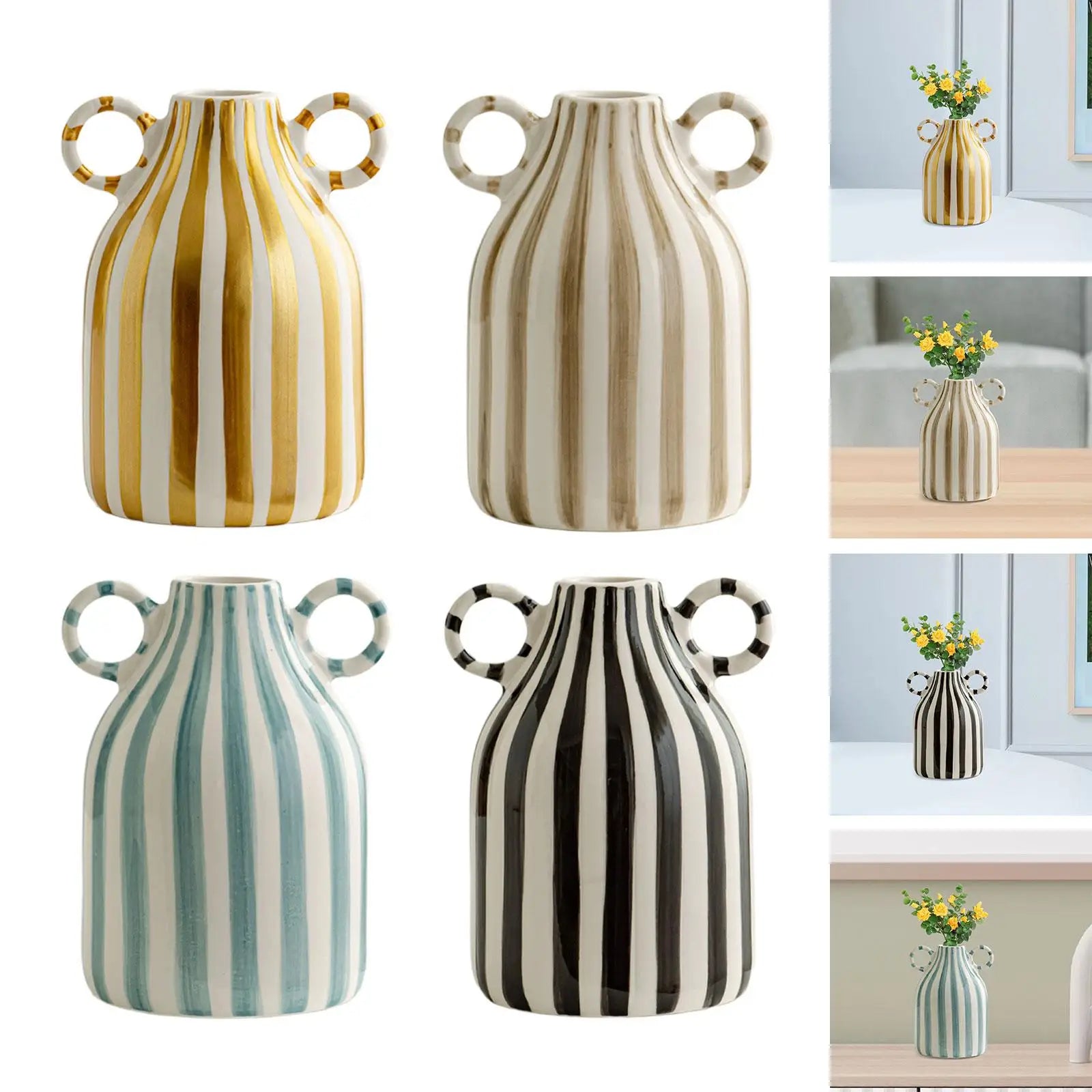 Decorative Flower Vase, Nordic Boho Vase, Small Vase, Home Decor, Porcelain - vue 4 sur 10
