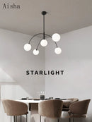 Minimalist Nordic pendant light with 5 decorative glass shades