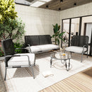 Poly Rattan Furniture Set with Armchair, Coffee Table &amp; Cushions, Removable and Washable Fabric Cover Garden Furniture Set