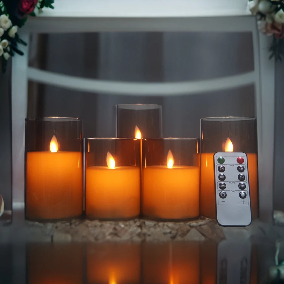 3pcs/set USB Rechargeable Led Pillar Candle,Flameless Remote control,Timer LED Candle Light table decorative,Christmas Candles - vue 3 sur 7