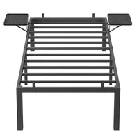 VASAGLE Single Bed Frame, Metal Bed Frame, with Bedside Shelves, Guest Bed Frame, for 90 x 190 cm Mattresses, Easy Assembly
