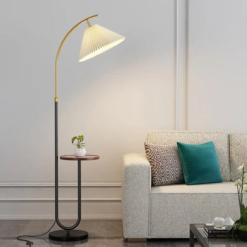 lampadaire nordique à led abat-jour en tissu pour décoration intérieure - vue 2 sur 18
