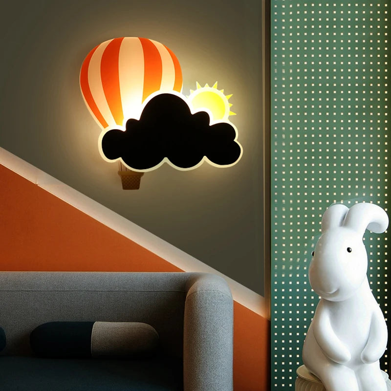 applique murale led nuage de ballons à air chaud pour enfants - vue 4 sur 10