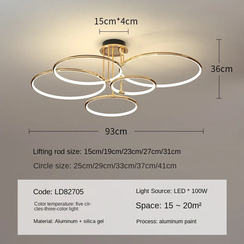 lustre décoratif moderne en anneau pour intérieur élégant - vue 10 sur 10