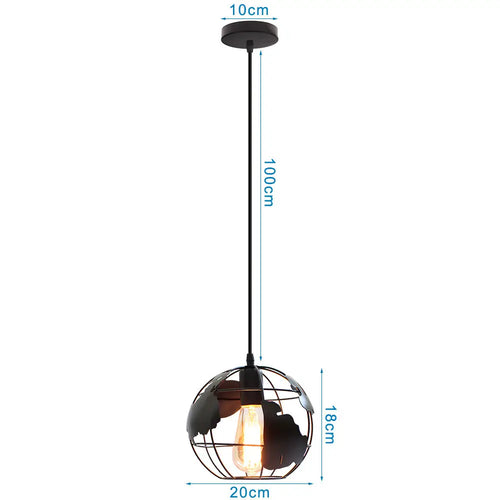 suspension en métal abat-jour globe style industriel moderne - vue 15 sur 14