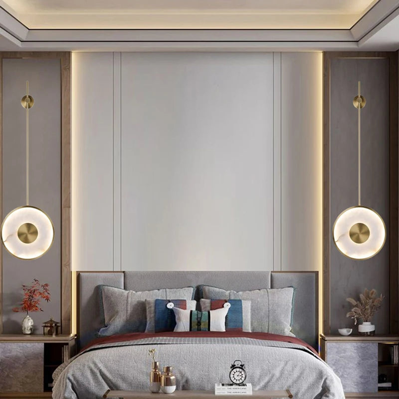 applique murale en marbre naturel et métal doré moderne - vue 4 sur 6