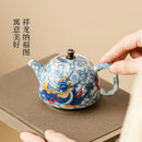 theiere chinoise en porcelaine decor traditionnel avec infuseur