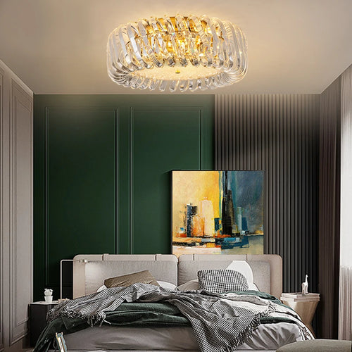 plafonnier moderne en cristal doré à led dimmable élégant et raffiné - vue 4 sur 16