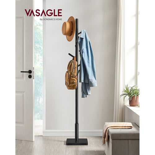 VASAGLE Coat Rack, Solid Wood Coat Stand, Free Standing Hall Coat Tree with 8 Hooks for Coats, Hats, Bags, Purses, for Entryway - vue 2 sur 9