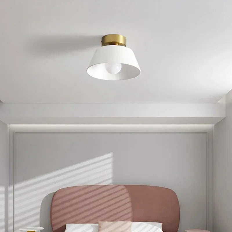 plafonnier led rétro en fer rond avec abat-jour