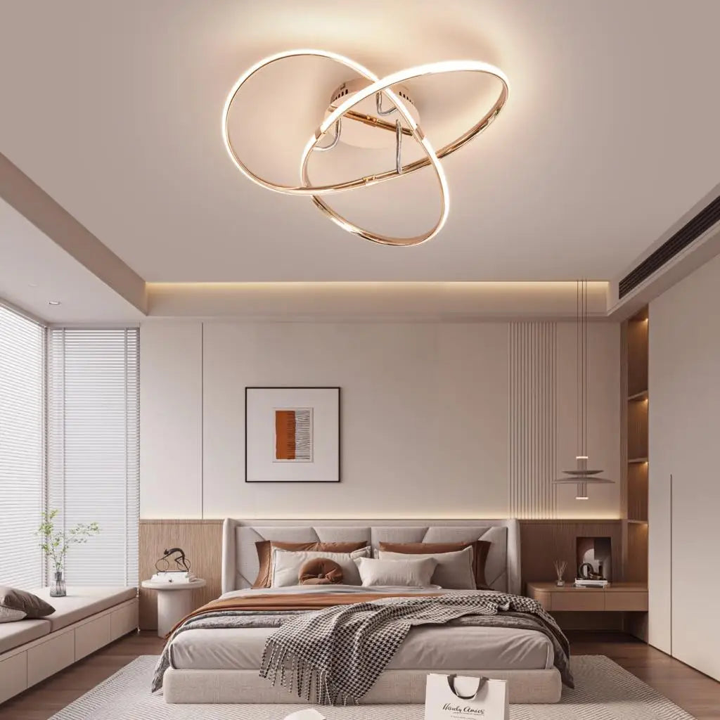 Plafonnier moderne à LEDs lumières pour salon chambre étude salle décoration LED noir/Chrome/or - vue 7 sur 9