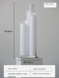 Minimalist desk lamp in clear acrylic and decorative aluminium