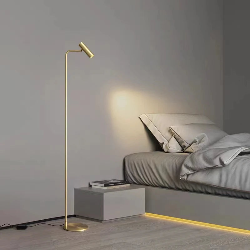 lampadaire minimaliste en cuivre avec lumière rotative moderne - vue 4 sur 8