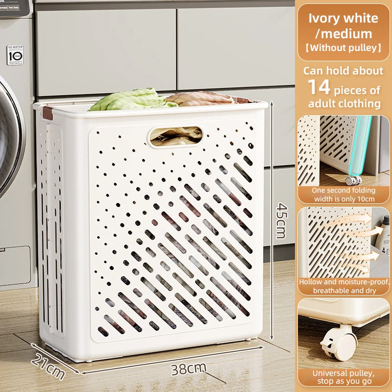 panier à linge pliable avec roulettes grande capacité multifonctionnel - vue 13 sur 14